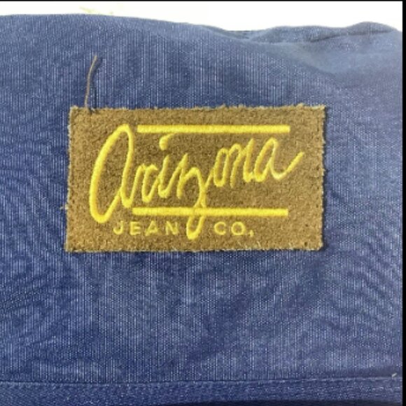 Vintage Arizona Jean Co Leather Bottom Backpack 15" x 12" Blue - Picture 2 of 10